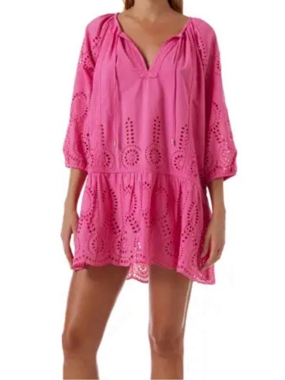 Melissa Odabash Hot Pink Eyelet Tunic Cover-Up